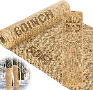 Buryeah 60 Inch x 50 ft Burlap Fabrics Roll Natural Burlap Tree Wrap Win...