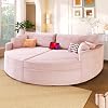 Oversized Double Chaise Lounge Sofa 102.3 Sofa Bed Upholstered Loveseat Couch with Deep Seat and USB Ports for Living Room Pink