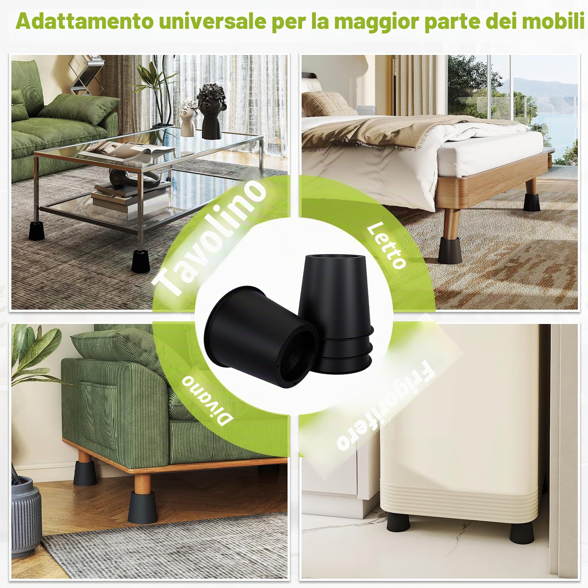 Froadp 8 pezzi rialzo per letto e rialzo per tavolo combinati, rialzo per mobili impilabile per tavolo, letto, divano, pratici blocchi in polipropilene come estensione della gamba del tavolo e piedini