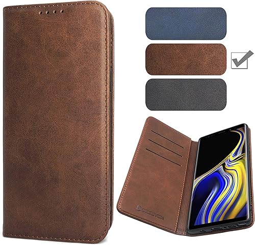 Funda protectora para teléfono Galaxy Note 9, Samsung Note 9 con tarjetero y tarjetero, diseño de negocios fuerte magnético sin hebilla compatible