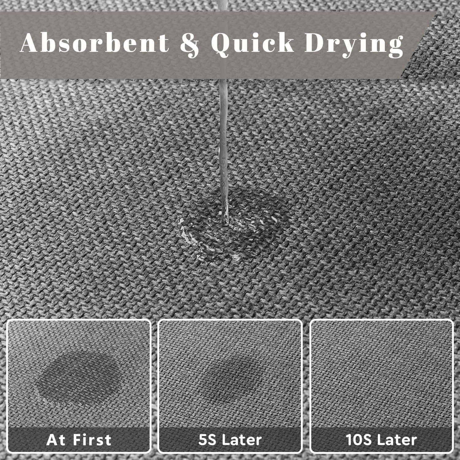 2 Pack Bathroom Rugs, Bath Mats for Bathroom Non Slip Washable, Quick Dry, Water Absorbing, Fits Under Door, Ultra Thin, Rubber Backing, Low Pile, Ideal for Shower, Sink,Grey 24''x16''