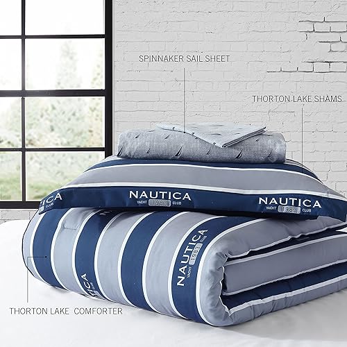 Miniatura 4 de Nautica - Juego de ropa de cama individual XL, juego de edredón reversible, incluye fundas de almohada, sábana bajera, fundas de almohada y bolsa de