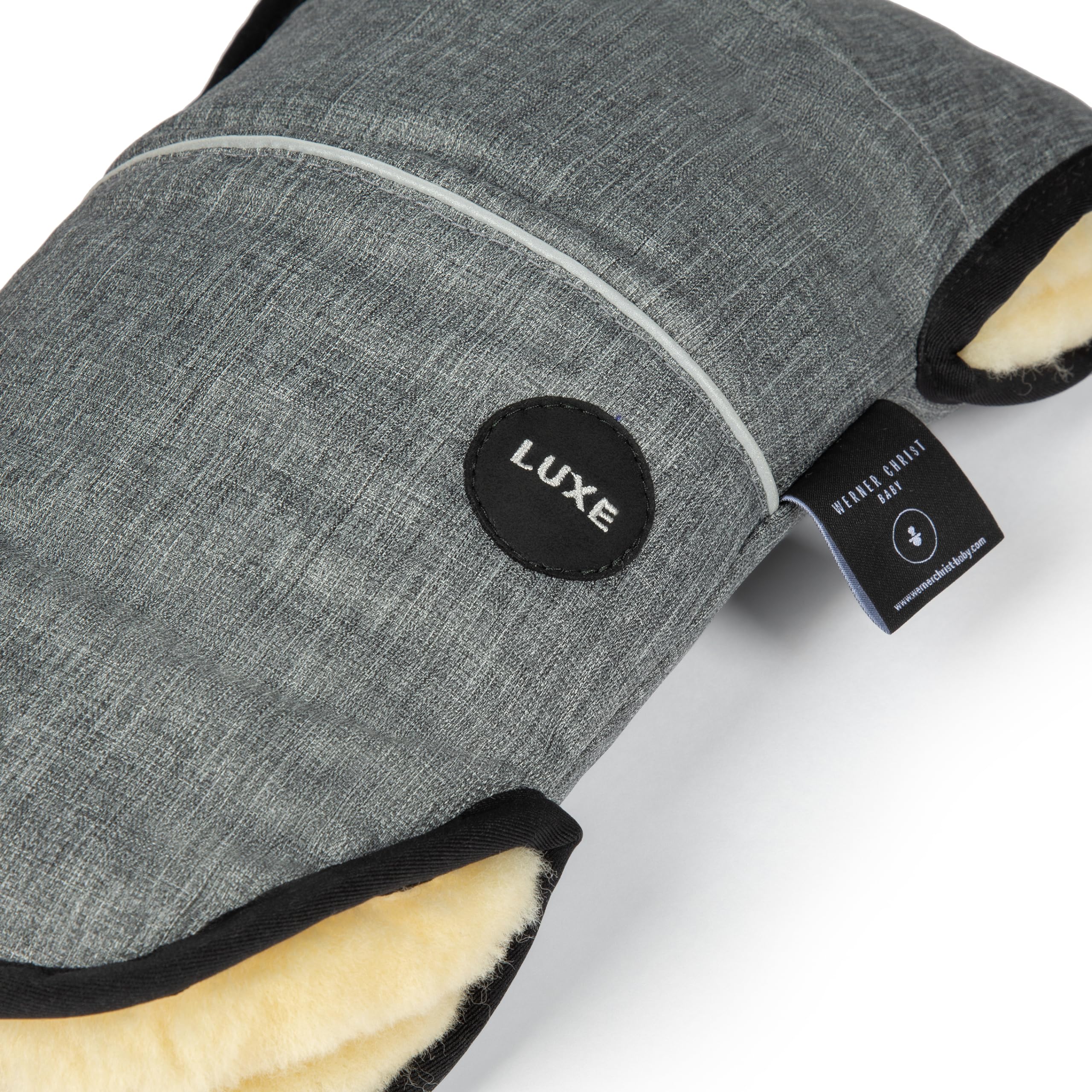 Lammfell Handwärmer von WERNER CHRIST BABY – GLOVY LUXE Handschuhe sind der ideale Kinderwagen-Muff aus medizinischem Fell, warmer universaler und wasserabweisender Handmuff, in Grigio (grau)