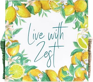 100 Pcs Live with Zest Floral Cocktail Beverage Napkins Lemon Flower Disposable Paper Dessert Napkin for Summer Spring Birthday Party Supplies Decor