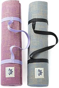 Lottus Life Natural Jute Yoga Mat [New &amp; Improved] Extra Thick 8mm. Reversible. Strong Traction. Durable. Non Toxic. Carrying &amp; Stretching Strap