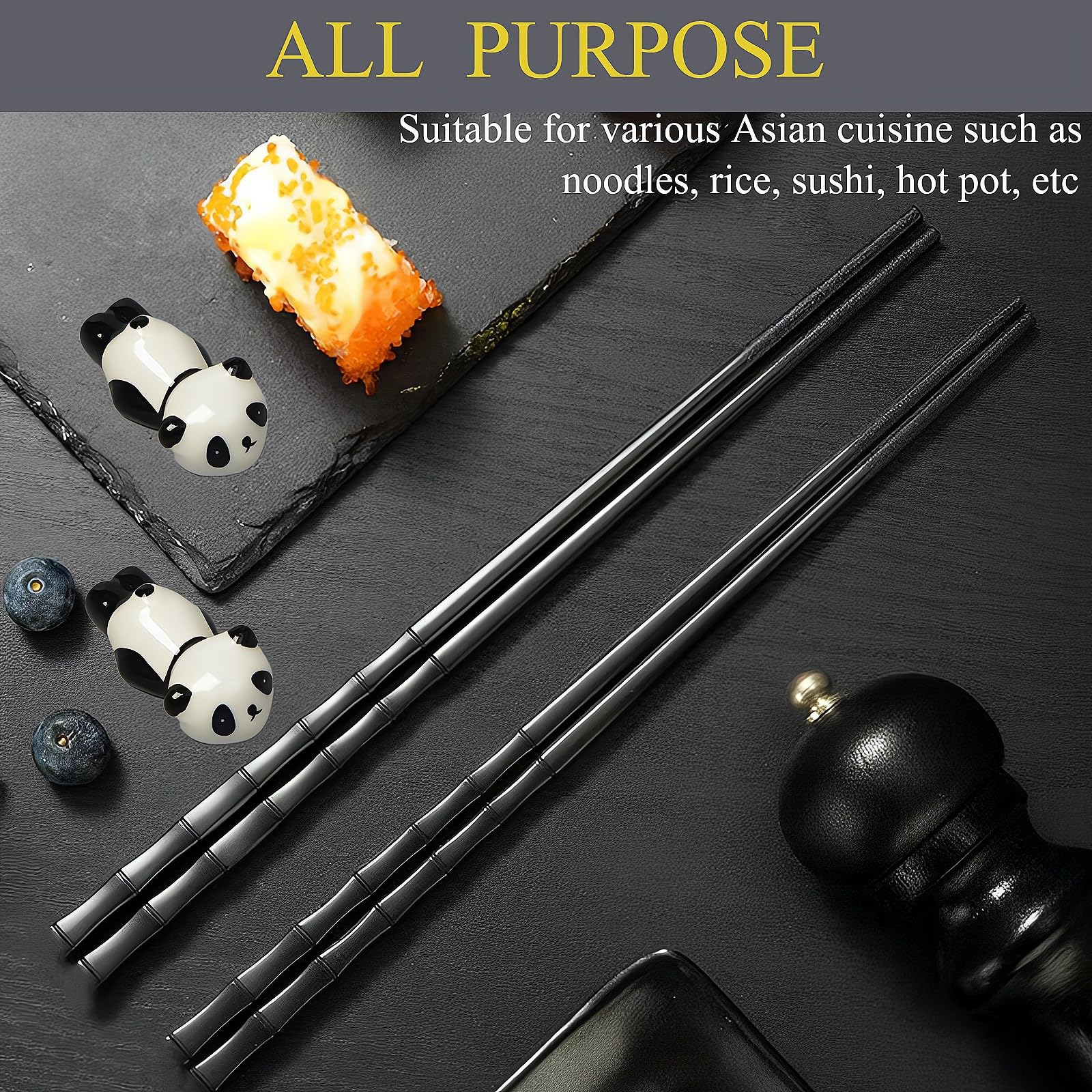 Fiberglass Chopsticks Gift Set - Panda Holder Included -6