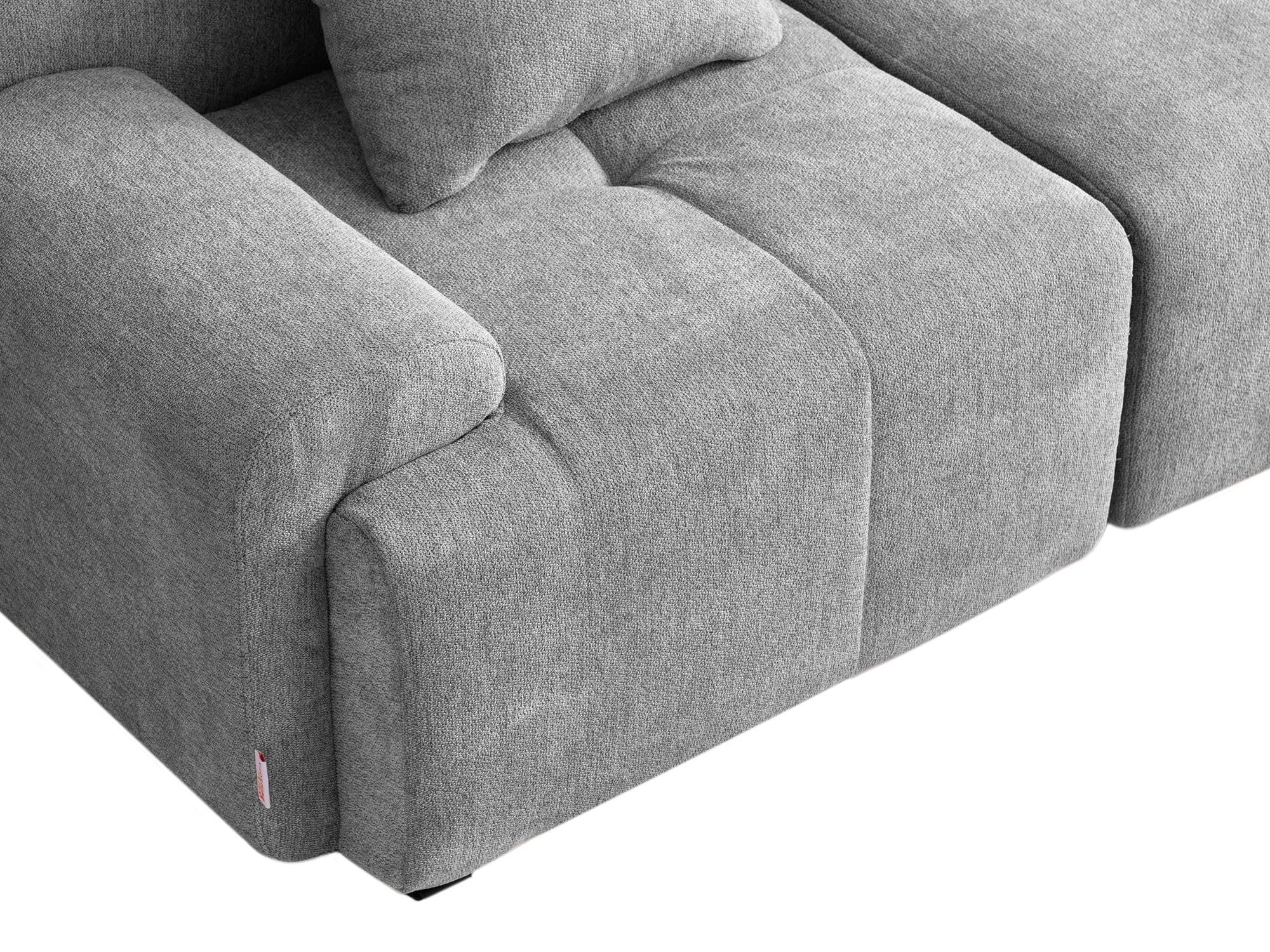 Divano modulare angolare 3 posti con penisola, tessuto chenille, fodere dei cuscini removibili (Grigio Minerale, 3 posti con penisola)