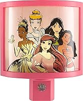 Disney Princess LED Wrap Shade Night Light - Dusk to Dawn Plug-in, Girls Bedroom Nursery Decor, Safe Ambient Glow, Model 60734