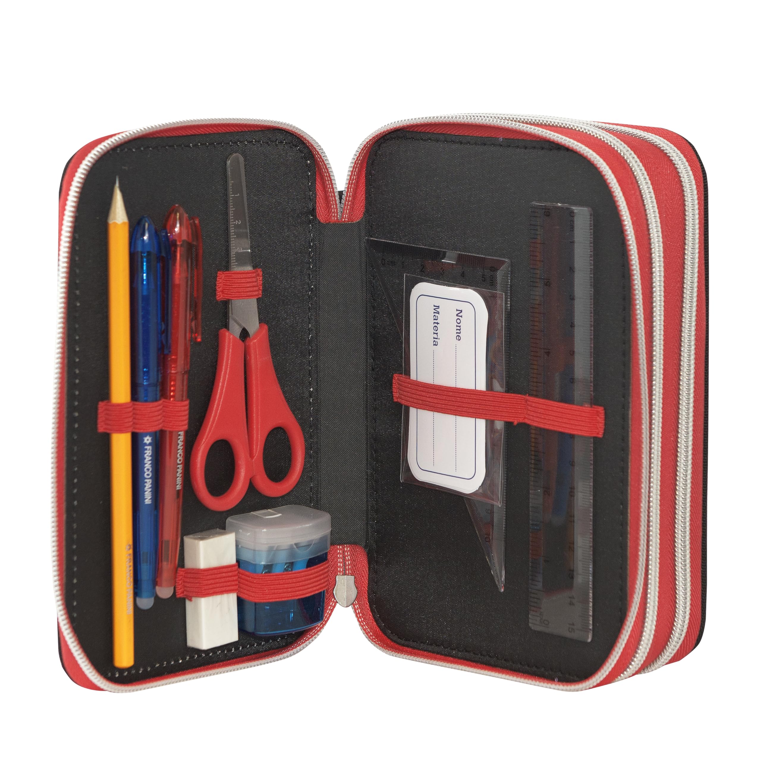 Franco Cosimo Panini One Piece - Trousse Scolaire Officielle One Piece, Trousse 3 Compartiments Enfant et Fille avec Set Papeterie, Stylo effaçable Bleu et Pratique Fermeture à glissière, 20 x 13 x 7
