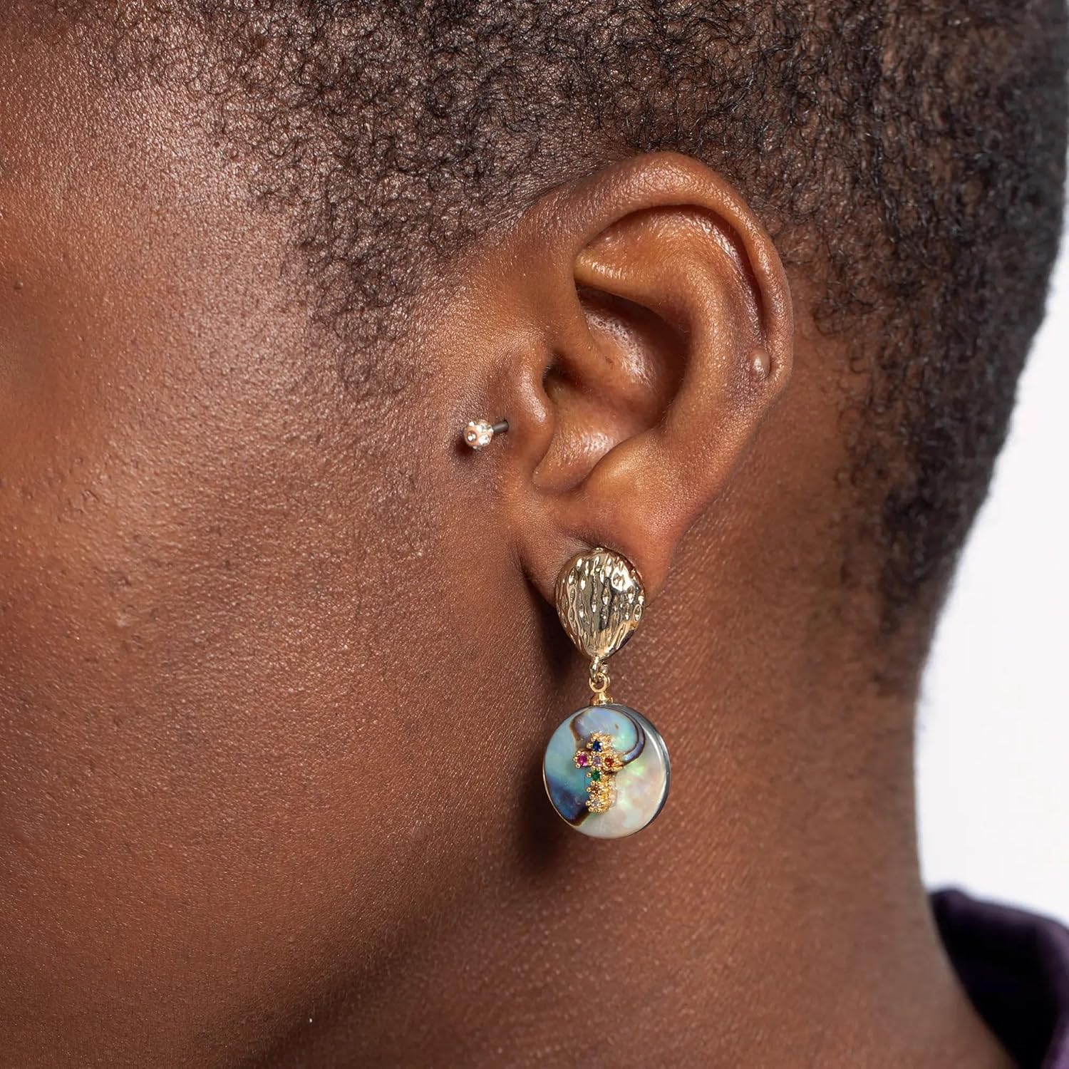 Mother of Pearl Cross Earrings for Women, Dangle Cross Earrings, Anime Earrings, Fine Jewelry for Women, Hypoallergenic Cute Earrings - Image 2