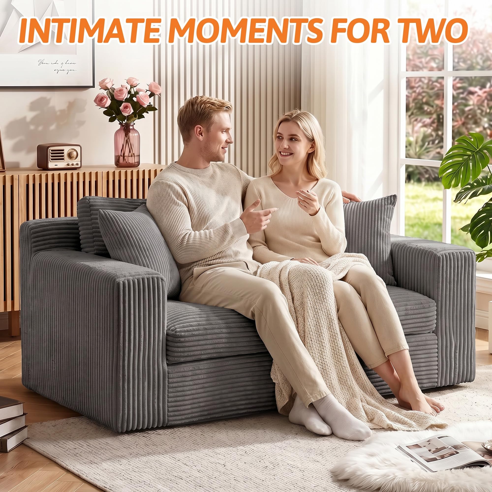 Sofa and Loveseat Set: 5 Space-Saving Picks (2026) 4 Erament Boneless Loveseat Sofa Couch, 2 in 1 Convertible Sofa Bed with Pillows, - product photo