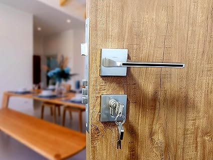 HARMONUS HI-5094 Zinc Alloy Mortise Door Lock Handle/Rose Mortice Handle with Lock Body and 70mm Cylinder Computerizes and 3 Keys (Satin-Black)