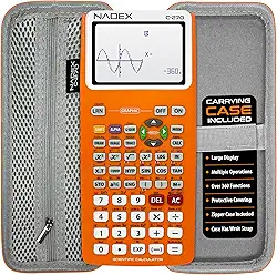 Calculadora científica com gráficos, inclui estojo de transporte, para estudantes universitários e secundários, cálculo, álgebra, geometria, trigonometria, estatística, física, química, laranja
