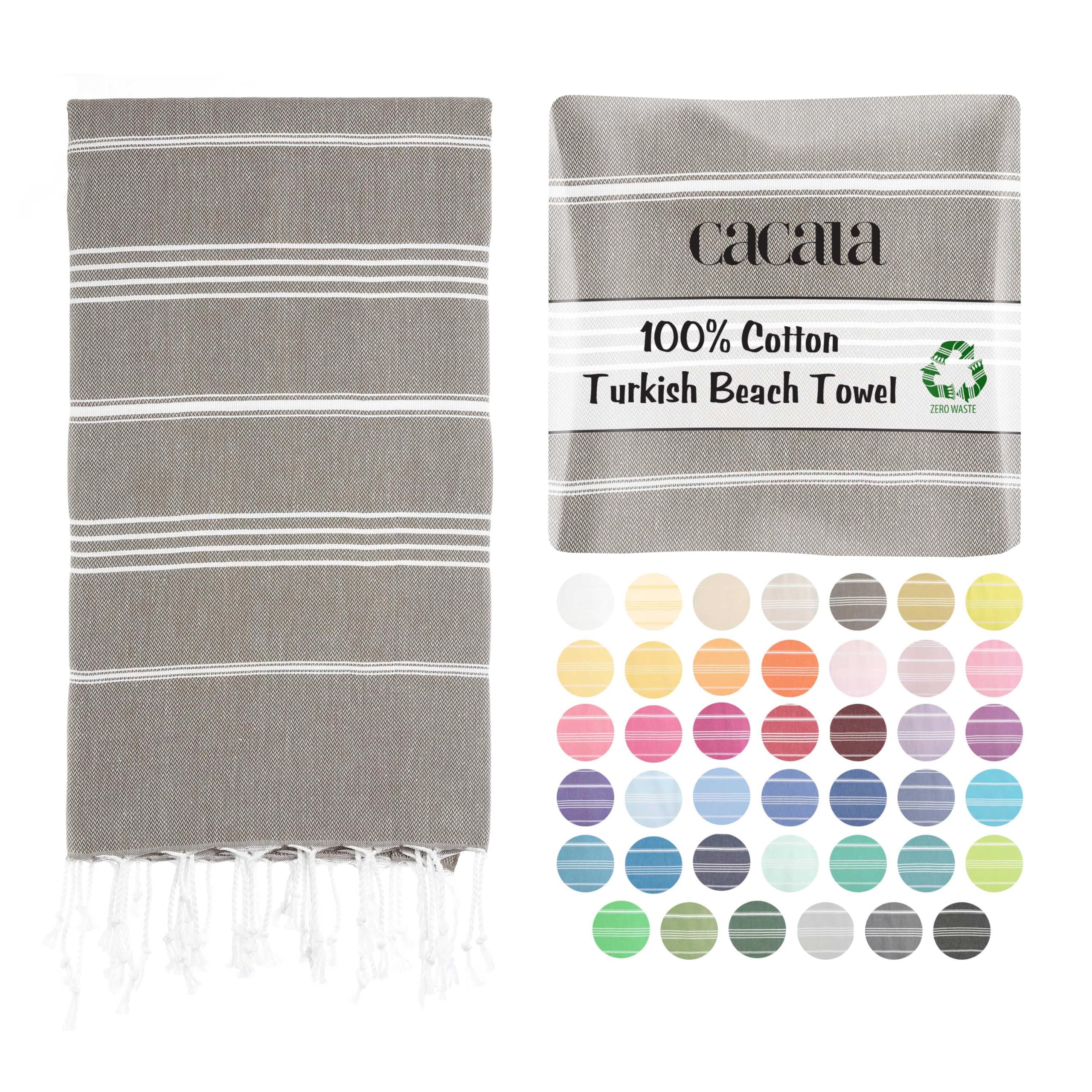 Cacala Lightweight and Thin Turkish Beach Towel 100% Cotton Sand-Free and Quick-Drying Goodness Perfect as an Extra Large Travel Towel, Beach
