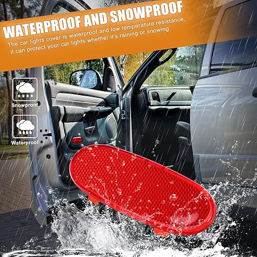 Miniatura 4 de X AUTOHAUX Cubierta de luz reflectora para panel de puerta delantera para Dodge para Ram 1500 2002-2008 5179299AA Rojo