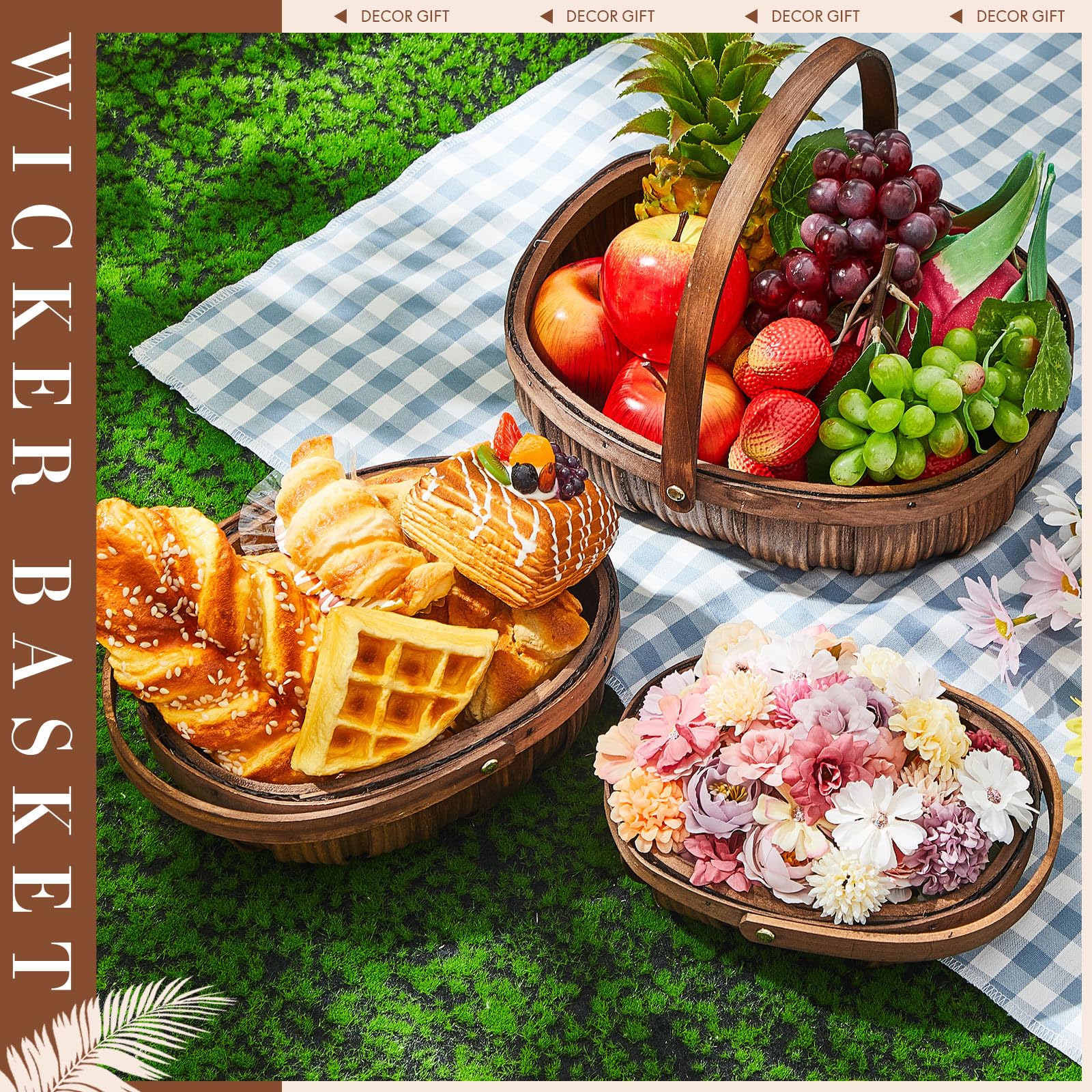 Amazon.com: Sintuff 6 Pcs Wicker Baskets with Handles 3 Sizes