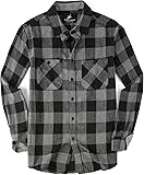 Alex Vando Mens Button Down Shirts Flannel Shirt Long Sleeve Grey/Black Large