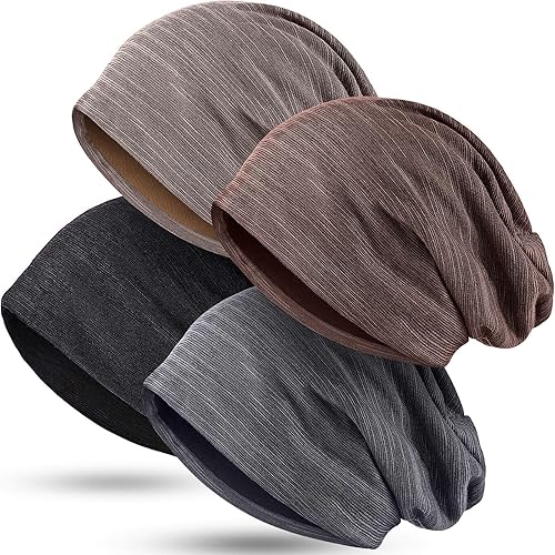 Gorro holgado de 4 piezas, gorro para dormir, gorro de dormir holgado de punto con calavera para hombres y mujeres