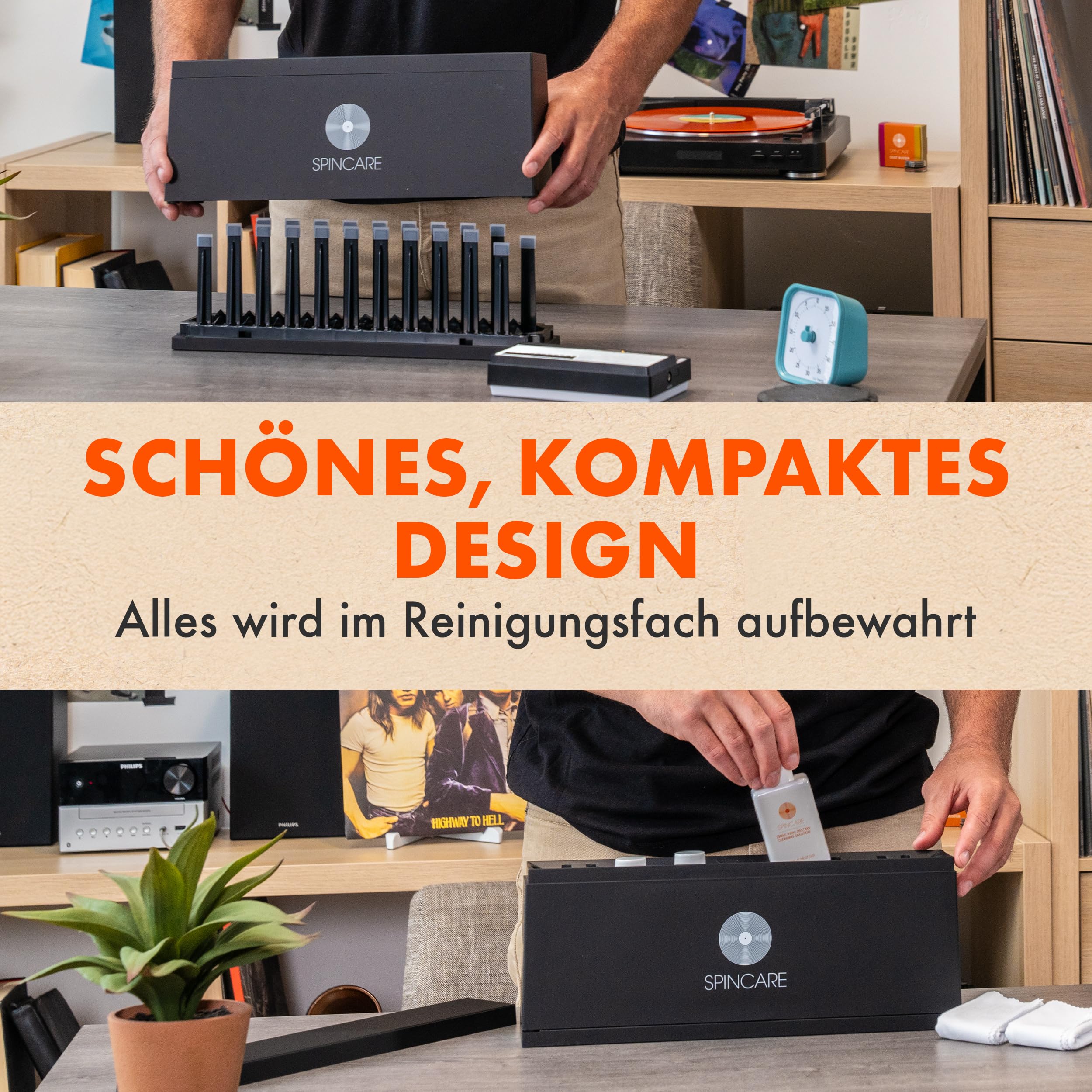 SPINCARE Schallplatten Reinigung für 18-25-30 cm Vinyl Schallplatten - Reinigungssystem mit Reinigungslösung - Mikrofasertüchern - Waschschüssel - Zubehör - Reinigt 500 LPs | Reinigungsset mit Wäscherlösung und Zubehör, reinigt 500 LPs und schützt Etikett
