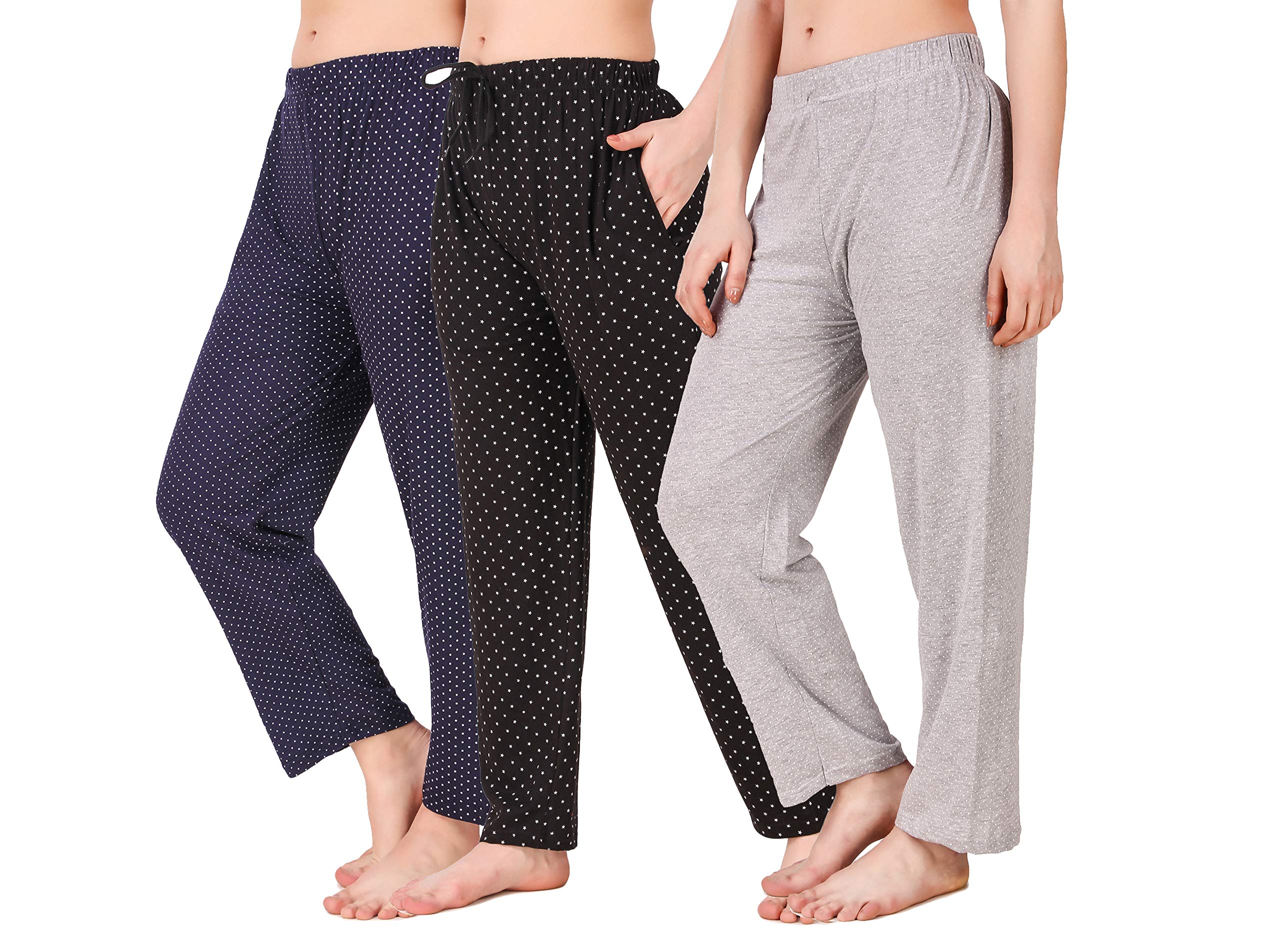 trendy house Women's Cotton Plain/Solid Pyjama Bottom Pack of 3 (DH_P3_WMN_LWR_NVY_BLK_GRY_M_Navy, Grey & Black_Medium)-picture-35
