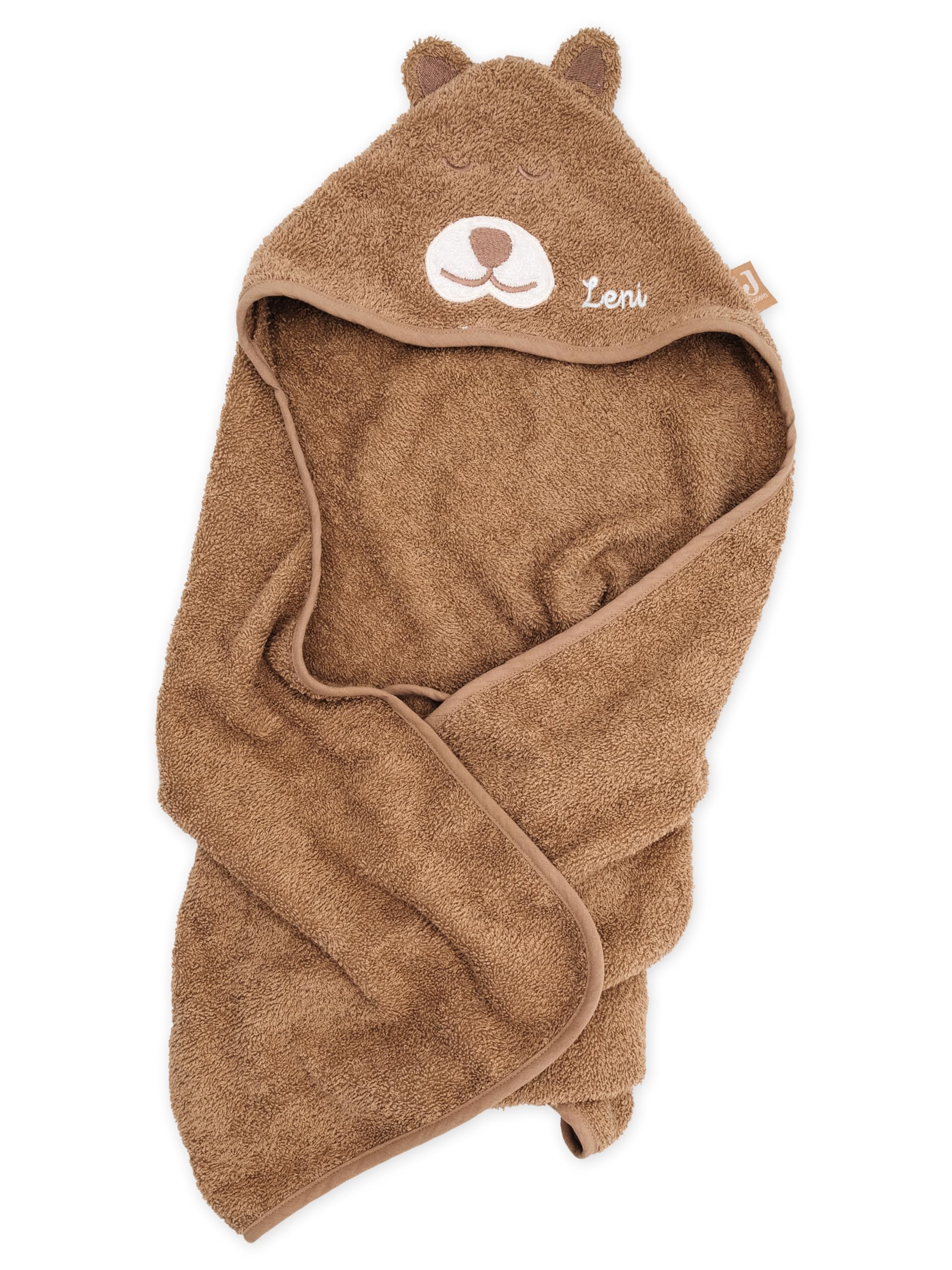 wunderwunsch Jollein Kapuzenhandtuch Baby als Geschenk zur Geburt, personalisiert mit Wunschnamen, Babyhandtuch, Babytuch, Bademantel für Babies, individualisiert mit Namen (Bär, mit Name)