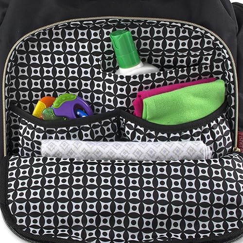 Miniatura 3 de Moderna mochila acolchada para pañales y bolsa de viaje multiusos con cordón, juego de 3 piezas, Negro