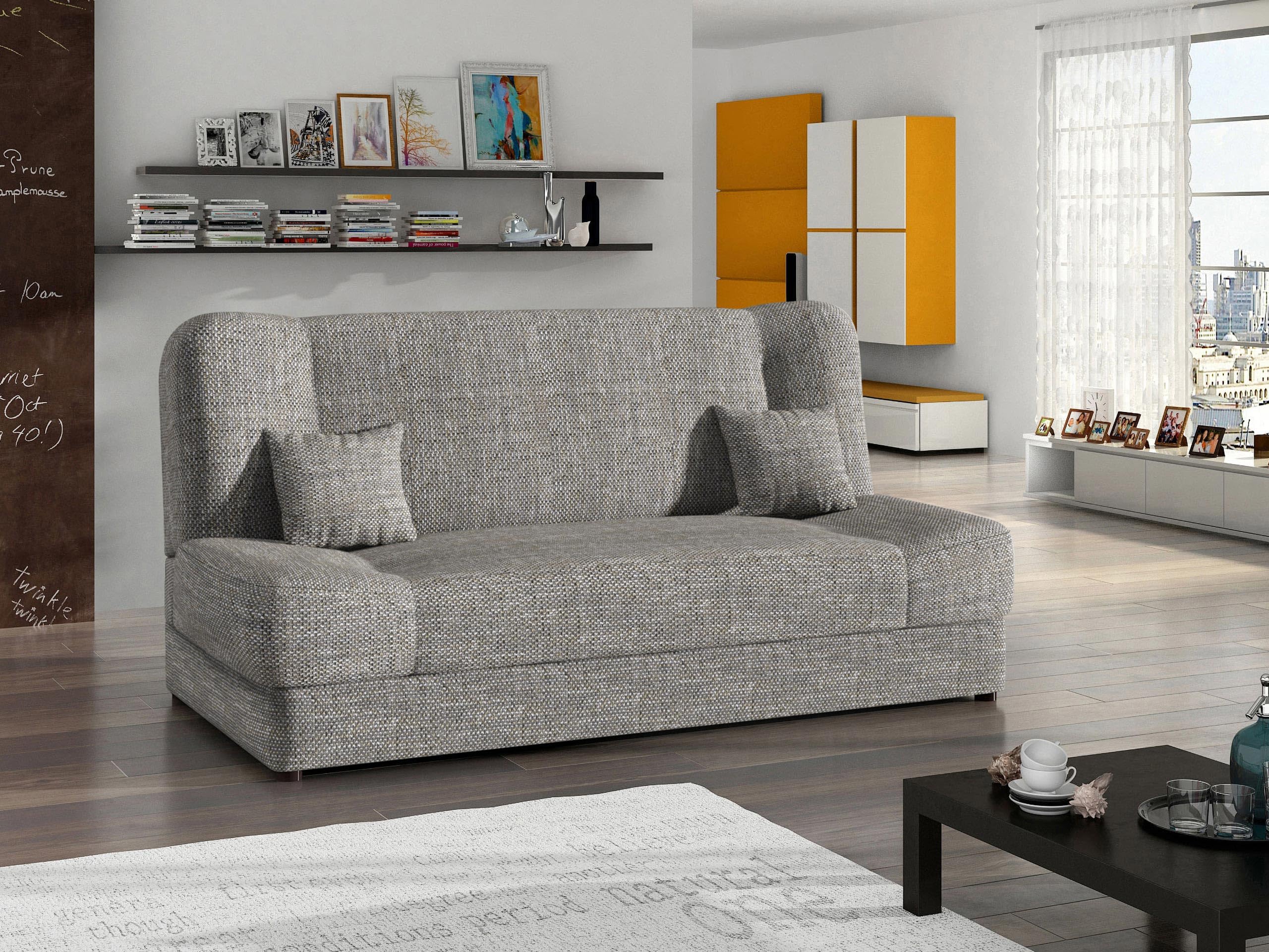 Mirjan24 Schlafsofa Jonas, Sofa mit Bettkasten und Schlaffunktion, Bettsofa, Dauerschläfer-Sofa, Schlafcouch, Materialmix, Couch vom Hersteller, Wohnlandschaft (Lawa 05)