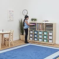 Vista 20 de Estantería de almacenamiento con varios compartimentos hecha de madera de abedul, marca ECR4Kids, 1