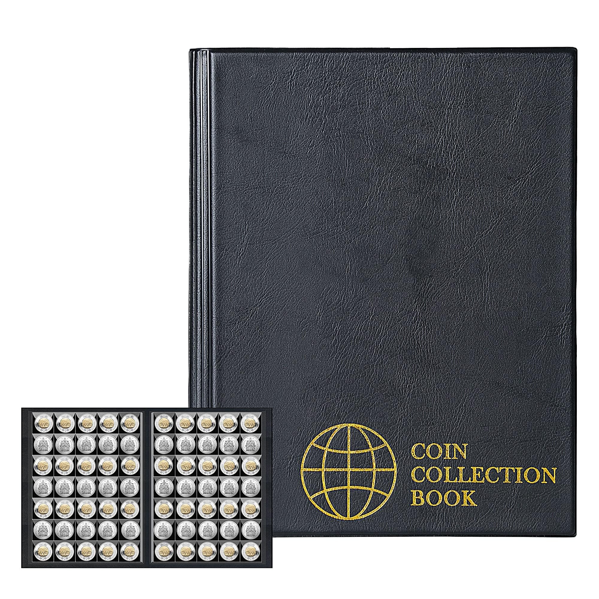 Uncle Paul 350 Pockets Coin Albums - 35X30 Mm/1.3X1.1 Inch Pocket Black Book 10 Pages Collection Holder Letter Size Storage Cs0235Bk