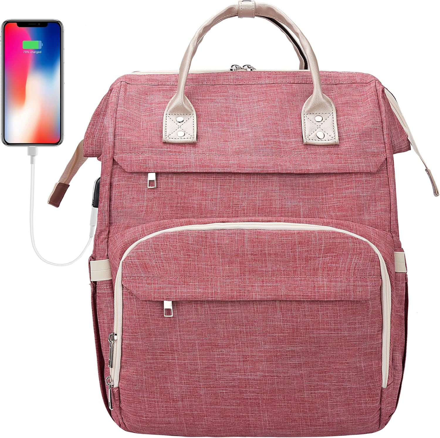 ERIHOP Laptop Backpack Women, 17 Inch Laptop Bag for Work, Nurse Bag Backpack, Pink : Electronics