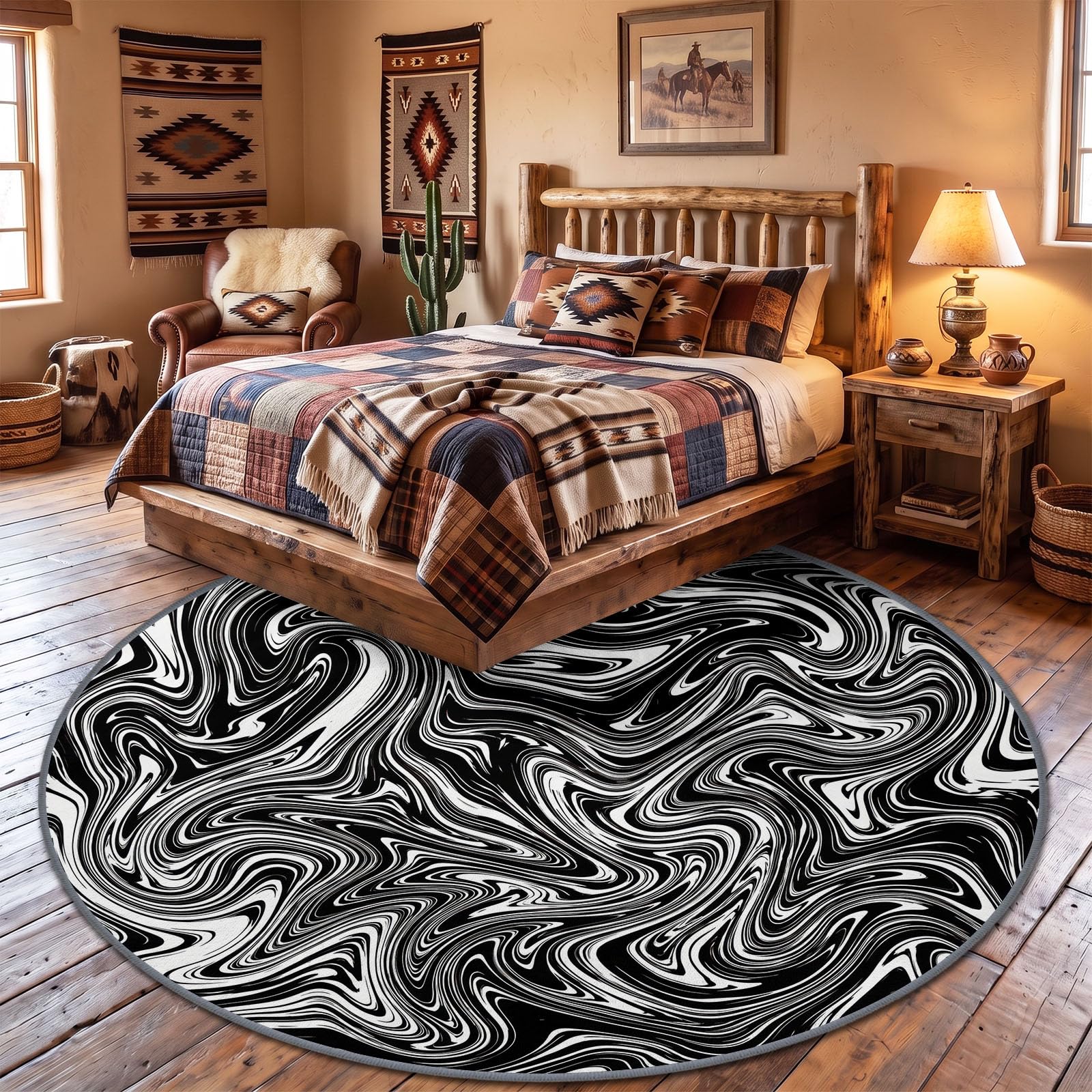 Generisch Rund Teppich Schlafzimmer 3D Optische Täuschung Striped Erwachsener Kind Wohnzimmer rutschfeste Flauschiger Rund Teppich Waschbar Industrieller Stil Flanell Teppiche 140 cm
