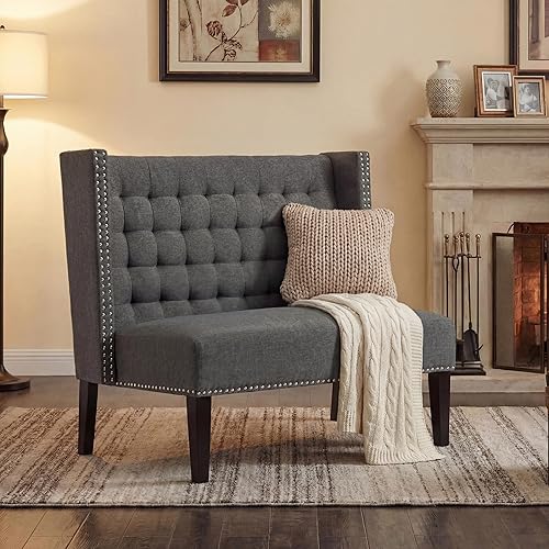 Miniatura 2 de Andeworld Sofá de Dos Plazas Moderno Settee Banco Sofá Sillón, Banco Banquette de Comedor Tapizado con Respaldo para Comedor, Sala de Estar, Pasillo