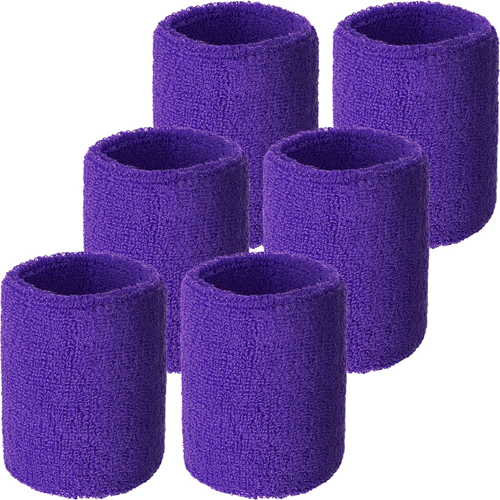 WILLBOND 6 Pcs Wrist Sweatbands Sports Wristbands for Competitions Absorbent Sweatbands for Basketball Tennis Football Running Working(Purple)