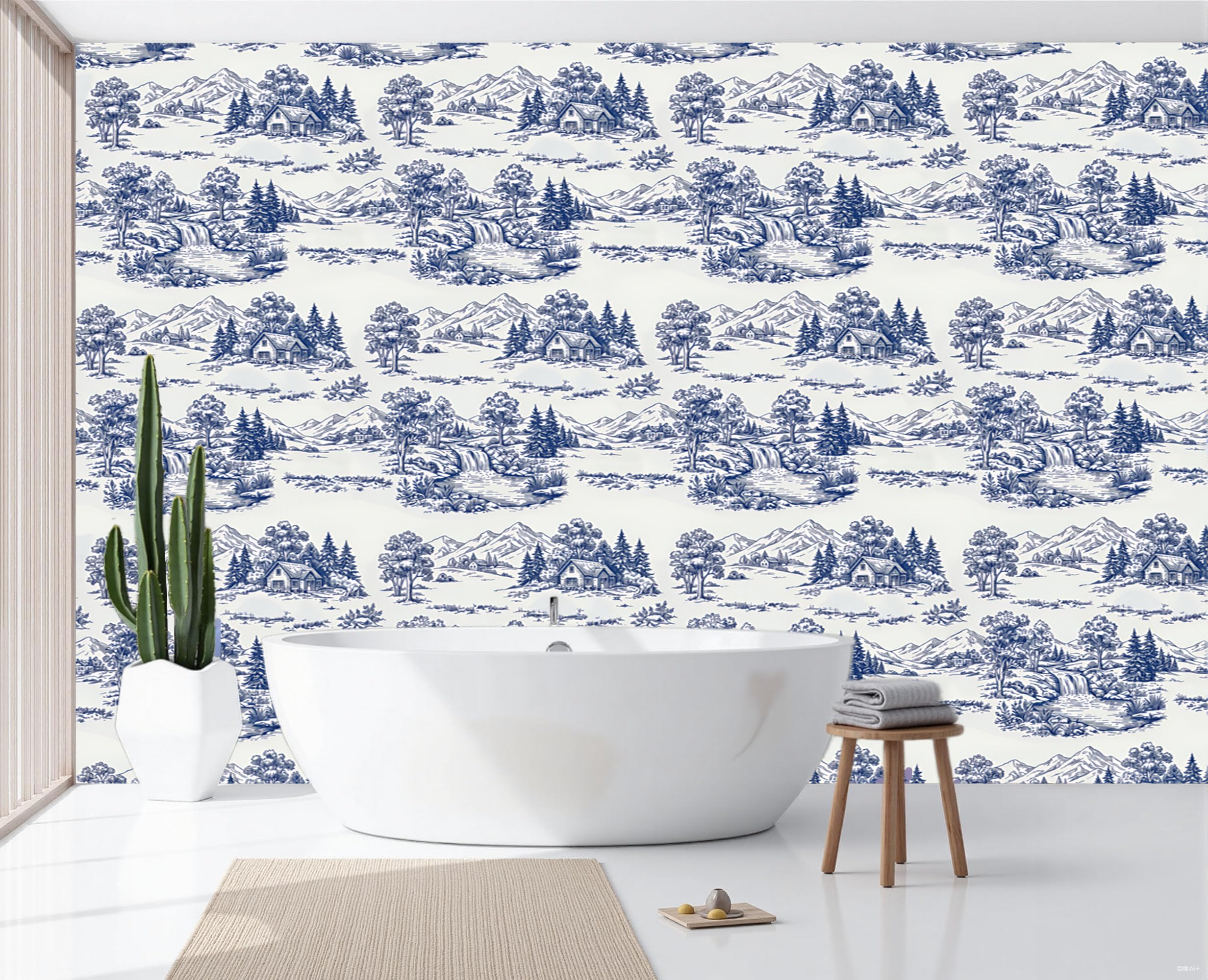Papier Peint Panoramique Bleu pour Agrandir Salon et Chambre