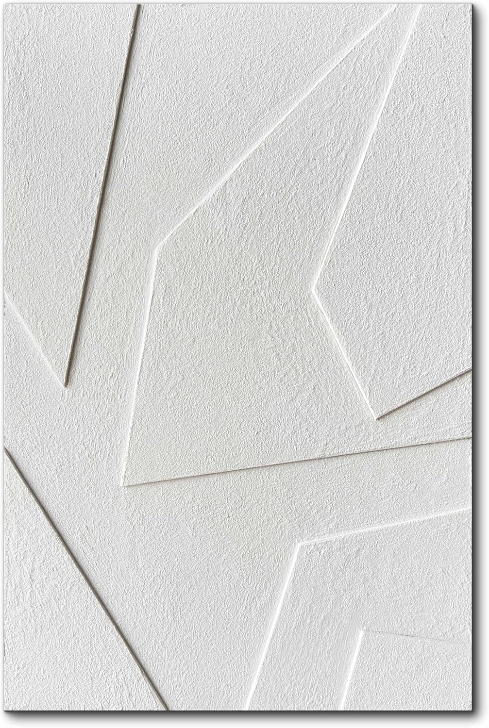 Creespi White Textured Wall Art - Hand Painted Minimalist Oil Painting 24x36 inch,Contemporary Abstract Art Painting for Wall Décor