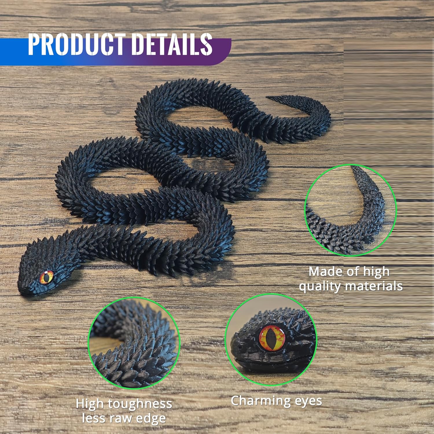 3D Printed Snake with Egg, 24 Inch Articulated 3D Printed Animals Toys, Like Movable Snake Realistic Slithering Design, Halloween Decor, Christmas Toy 2025