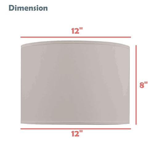 Image of Aspen Creative 38303-2, K /D Hardback Drum Contemporary Collapsible Spider Shade, 12 inch Top x 12 inch Bottom x 8 inch Height, Iron Linen Fabric With Black Trim, Set of 2