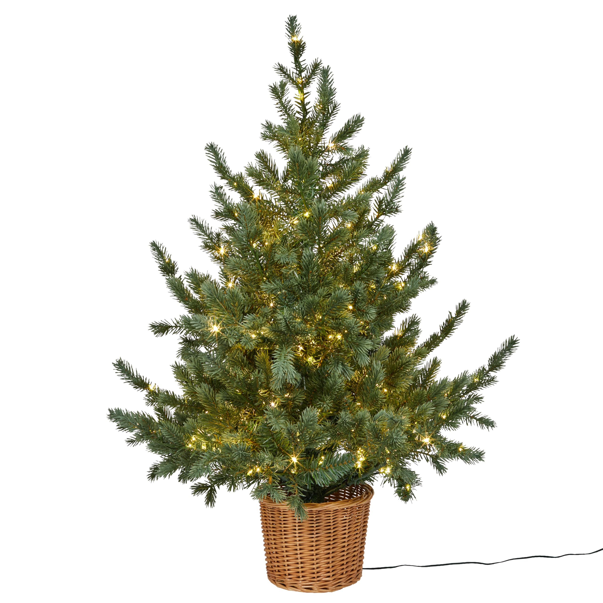 Lights4fun 3-in-1 LED Tannenbaum Künstlich mit Timer warmweiß Batteriebetrieben 90cm Weihnachtsdeko Außen Weihnachtsbeleuchtung Innen Weihnachtsbaum Künstlich