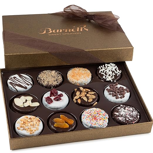 Barnetts Purim Gift Basket, 12 Chocolate Covered Cookies Mishloach Manot Manos, Kosher Gourmet Candy Box Baskets for Valentine Girlfriend, Boyfriend, Prime Food Delivery, Gifts for Him, Her, Wife, Husband, Women, Men, Easter