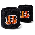 NFL Cincinnati Bengals Franklin Sports Cincinnati Bengals Embroidered Wristbandsnfl Embroidered Wristbands, Black, One Size