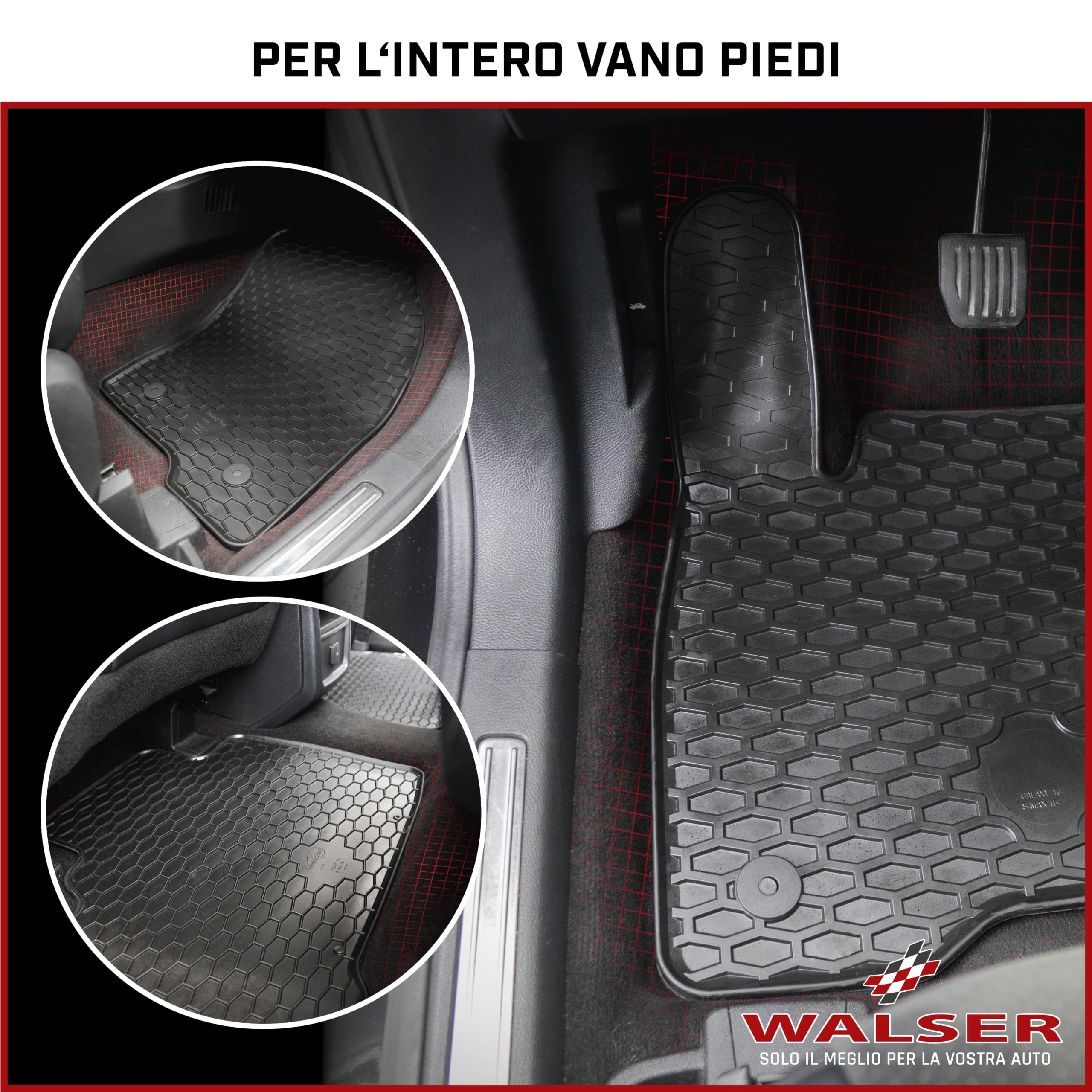 WALSER Tappetini in gomma DirtGuard su misura compatibile con Citroen Jumper II/Fiat Ducato/Peugeot Boxer 2006-Oggi, Opel Movano C 2021-Oggi