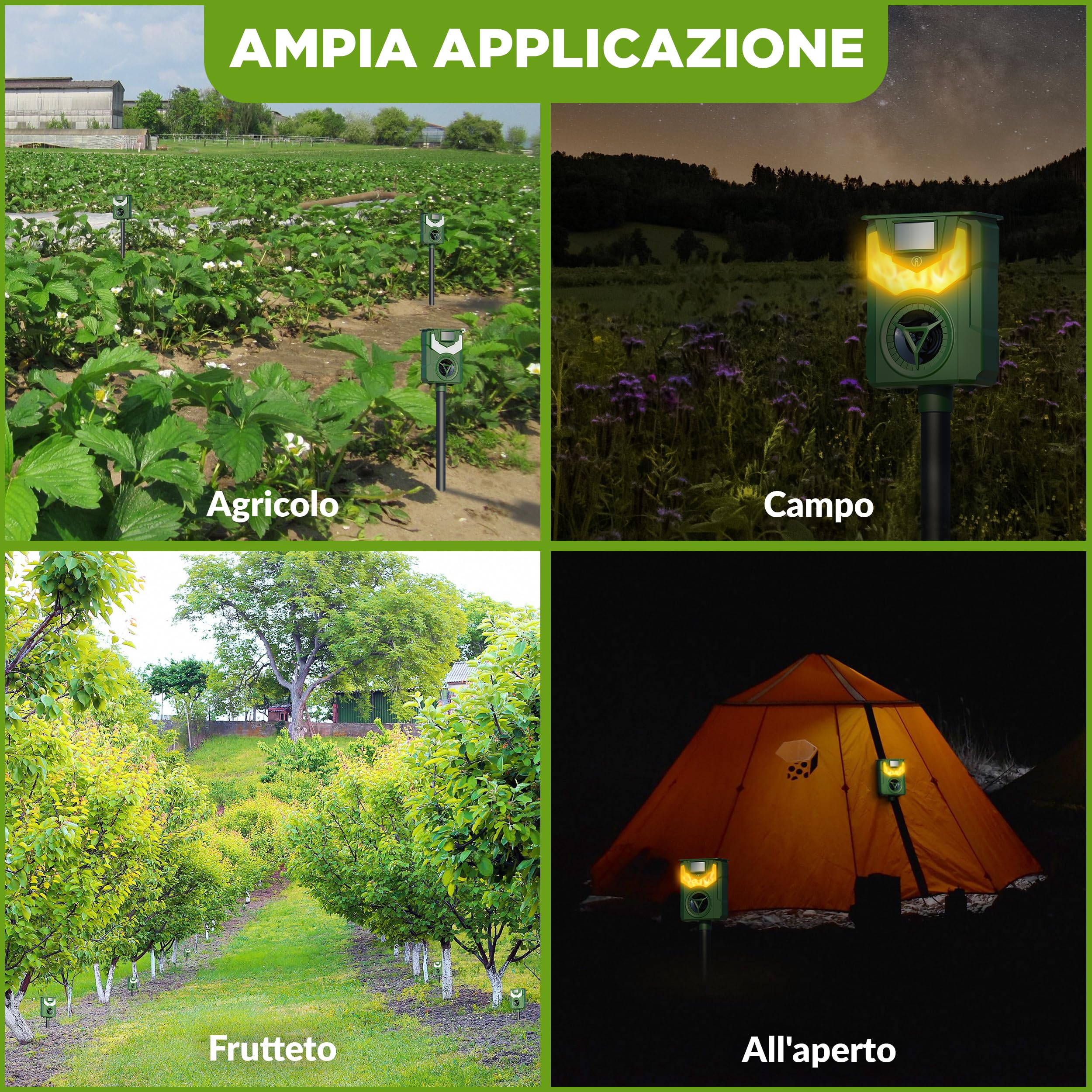 ISOTRONIC Repellente solare per animali selvatici: procioni, cervi, volpi e cinghiali – Repellente a frequenza + luce a fiamma – Efficace deterrente per animali (3 pezzi)