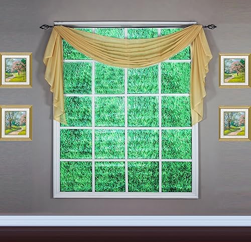 Today's Curtain Emelia - Bufanda de Gasa Original de 144 Pulgadas, Color Dorado,