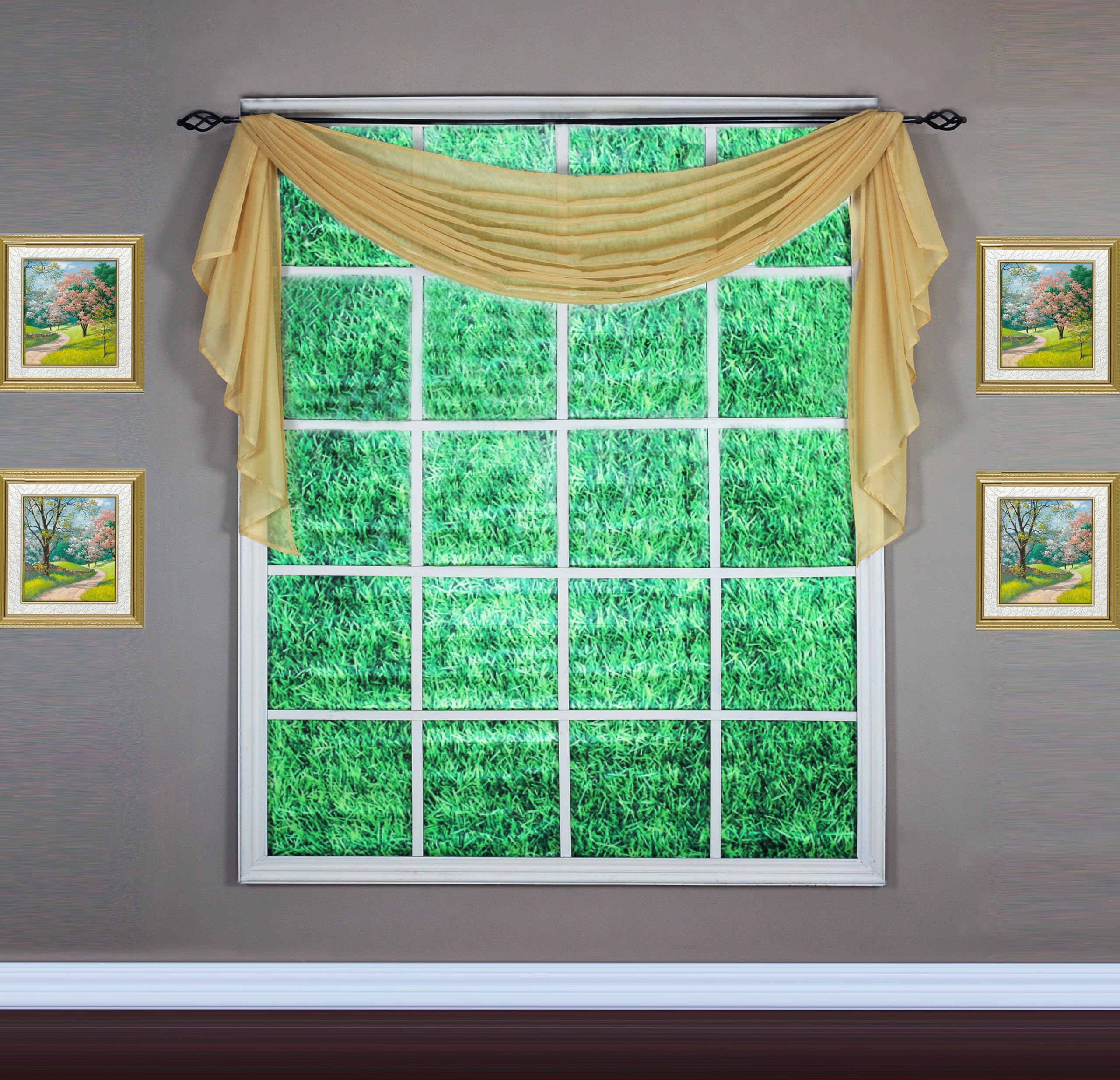 Today's Curtain Emelia Original Voile Scarf 144", Gold, 45" W x 144" L