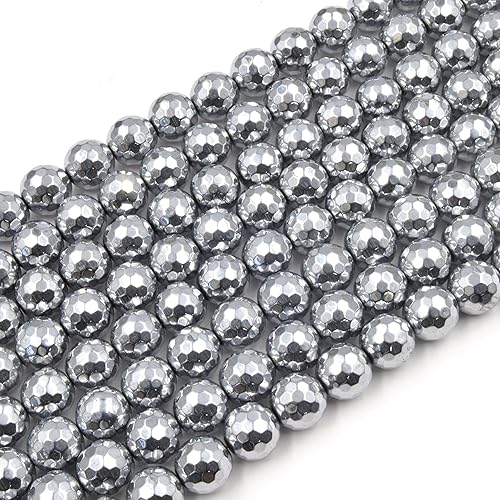 Miniatura 1 de Cuentas de hematita | Cuentas redondas de piedras preciosas naturales facetadas de plata – 0.157 in, 0.236 in, 0.315 in, 0.394 in 0.472 in