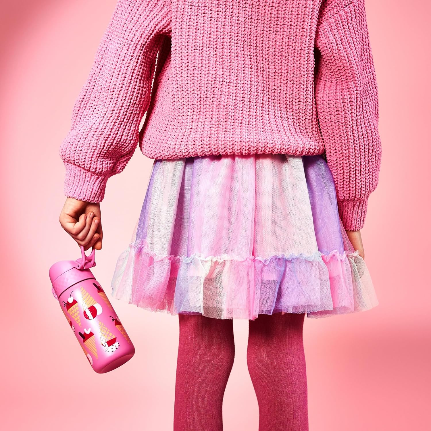 Ion8 Kids Water Bottle, Steel 400 ml/13 oz, Leak Proof, Easy to Open, Secure Lock, Dishwasher Safe, Flip Cover, Carry Handle, Easy Clean, Durable, Scratch Resistant, Raised Print, Ice Creams Design - Image 4