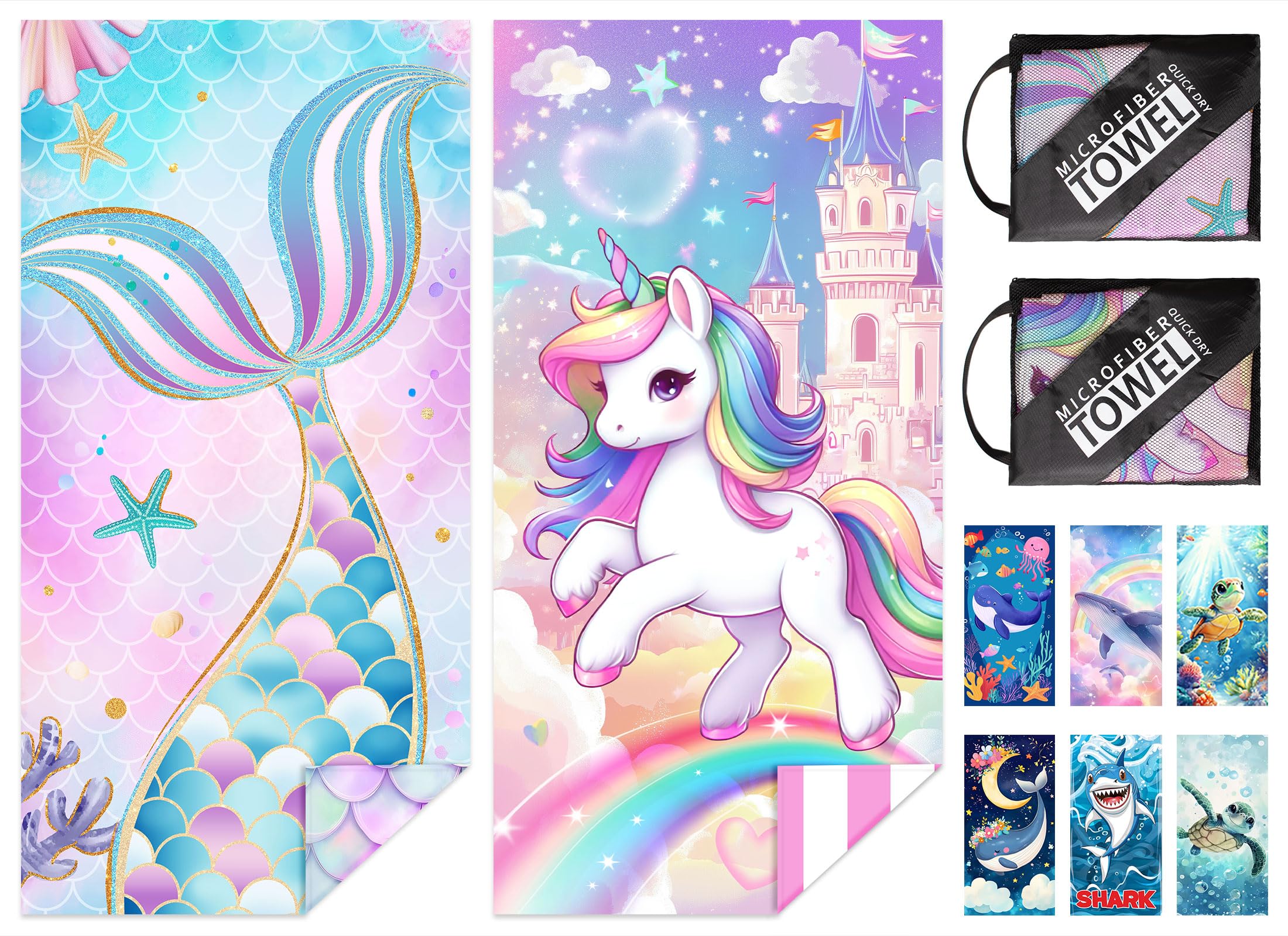 NIBESSER 2 Pack Kids Beach Towels for Girls Boys 30