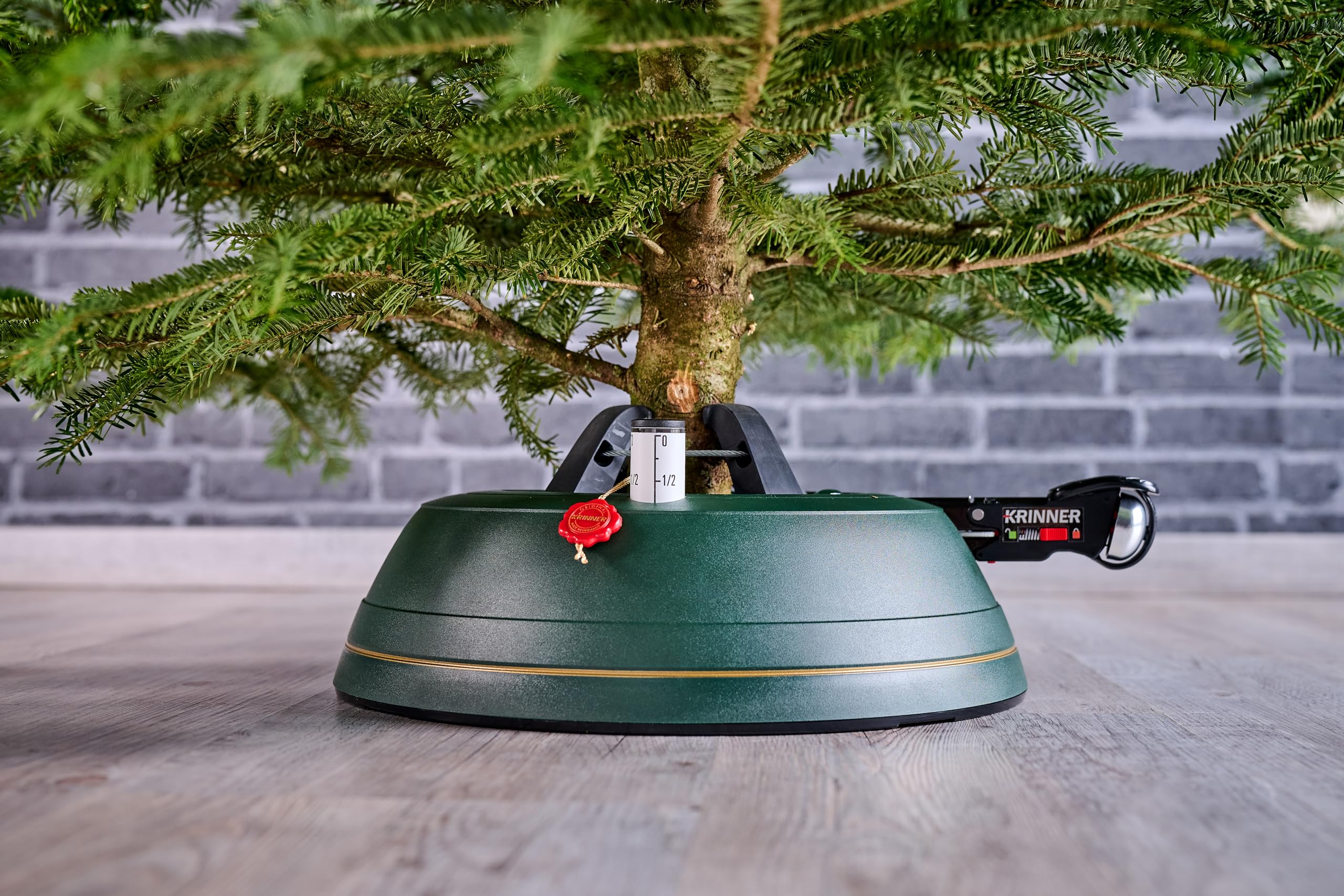 Krinner® Premium Christbaumständer Weihnachtsbaumständer Ultra Grip + L für Baumhöhe bis 2,7m inkl. Einseiltechnik Fußpedal mit Sicherungsglocke und 3,7 Liter Wassertank MADE IN GERMANY