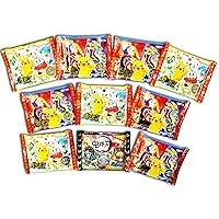 Vista 1 de Surtido de golosinas japonesas, caja de oblea de calcomanías colectivas de anime con 9 obleas de Pokémon, 1 obleas de anime como Daemon Slayer