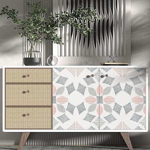 Miniatura 3 de Papel tapiz moderno extraíble para despegar y pegar, 17.3 x 197 pulgadas, color rosa y gris, papel tapiz autoadhesivo para dormitorio, papel de